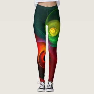 Leggings Yin Verde Rojo Yang Patrón de arte abstracto moder