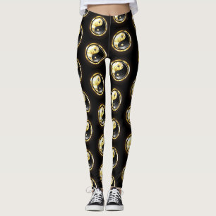 Leggings Yin Yang dorado en negro