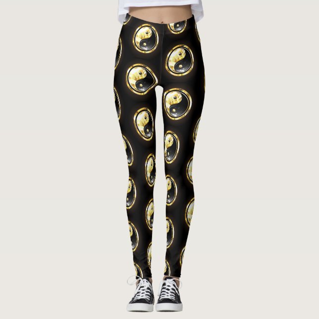 Leggings Yin Yang dorado en negro (Anverso)