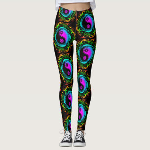Leggings Yin Yang Psychedeld Rainbow Tattoo