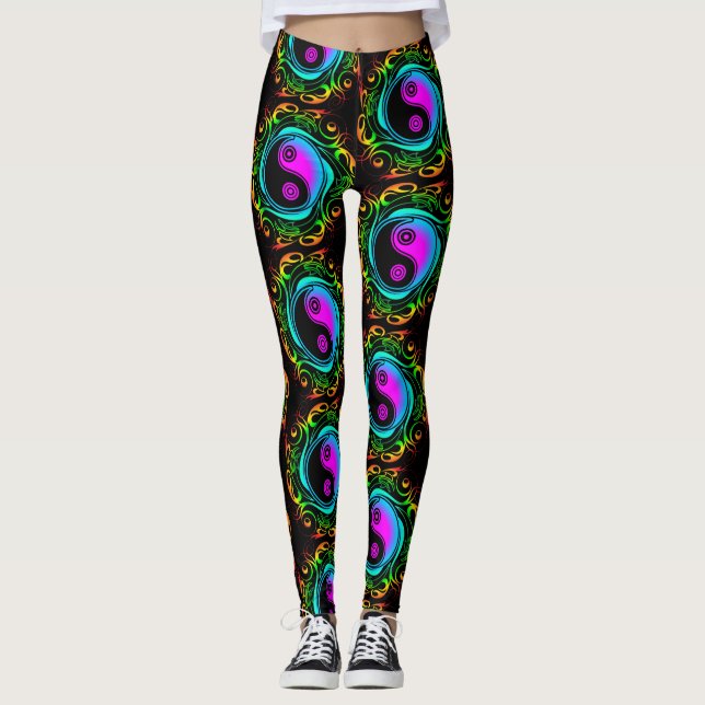 Leggings Yin Yang Psychedeld Rainbow Tattoo (Anverso)