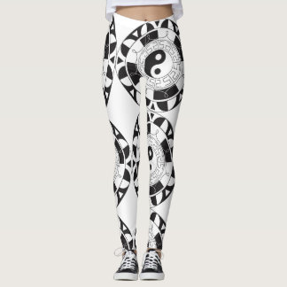 Leggings Ying Yang Mandala en blanco y negro
