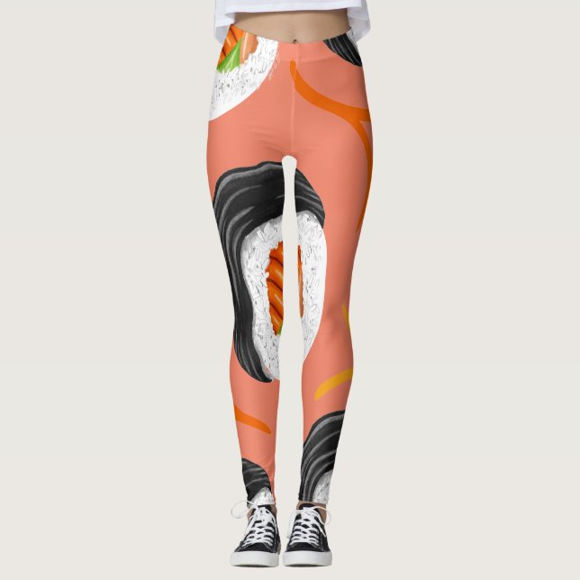 Leggings Yoga atlético de sushi Roll (Anverso)