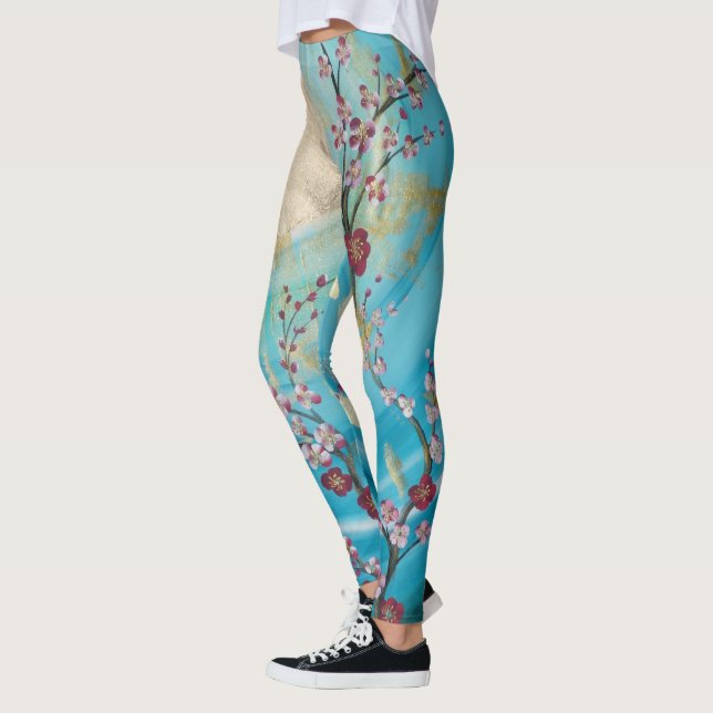 Leggings yoga azul de la pintura de Japón del sol de la (Izquierda)