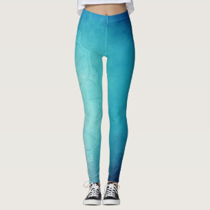 Leggings Yoga azul verde de las flores de Lotus