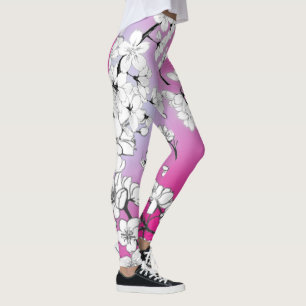 Leggings Yoga de flores de cerezo   Ajuste delgado   Sakura