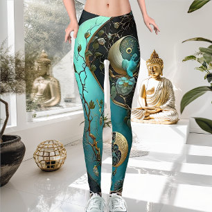 Leggings Yoga de la meditación del yoga de la turquesa y el