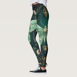 Leggings Yoga de mariposa de oro rosado Verde azulado Art D