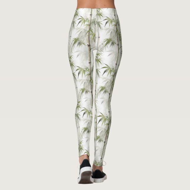 Leggings Yoga de mindfulness de bambú verde (Reverso)