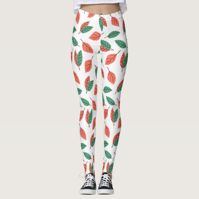 Leggings Yoga de patrón de hoja tropical (Anverso)