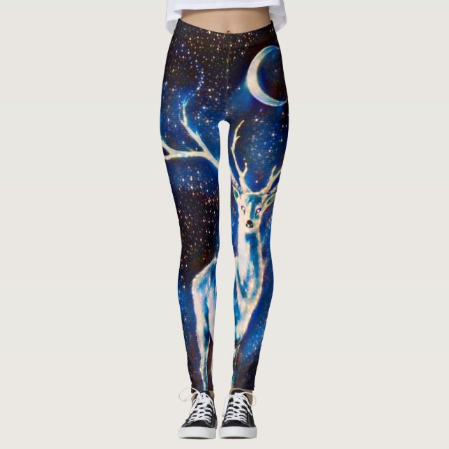 Leggings Yoga extranjera de los ciervos del espacio (Anverso)