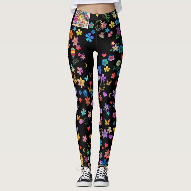Leggings Yoga floral caprichosa (Anverso)