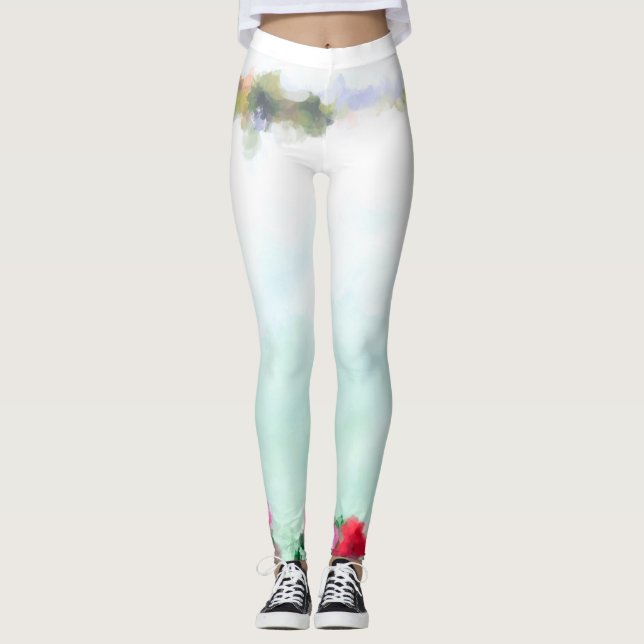 Leggings Yoga Hosen - weiss-mint (Anverso)