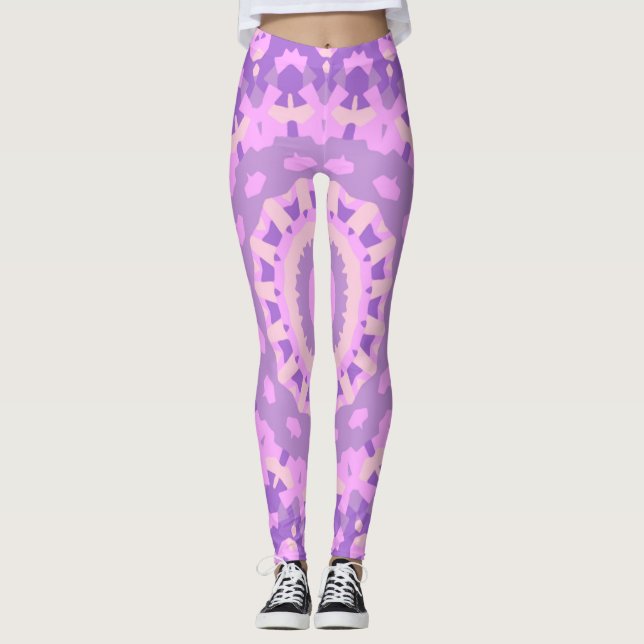 Leggings Yoga ligera negra rosada de LuLaRoe de la mandala (Anverso)