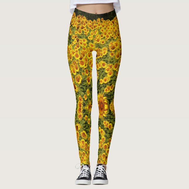 Leggings Yoga Pant de diseño de girasol amarillo (Anverso)