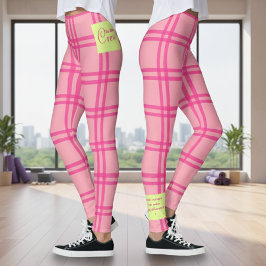 Leggings Yoga Pilates Barre Jiu Jitsu Customised Pink Check