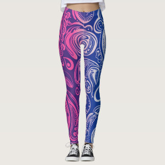Leggings Yoga Pink Morple Blue Paisley Pattern