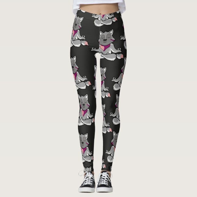 Leggings Yoga poses pattern | Yoga seamless pattern 19 (Anverso)