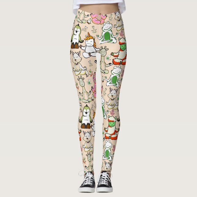 Leggings Yoga poses pattern | Yoga seamless pattern 52 (Anverso)