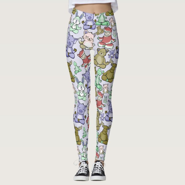 Leggings Yoga poses pattern | Yoga seamless pattern 60 (Anverso)