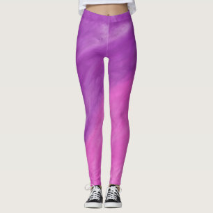 Leggings Yoga púrpura y rosada de la onda de la acuarela