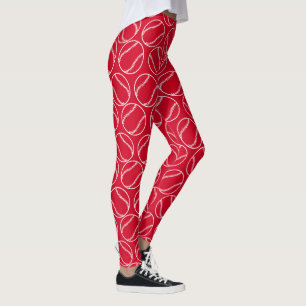 Leggings Yoga roja blanca del modelo de los béisboles