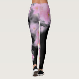 Leggings Yoga rosa y negro floreciente