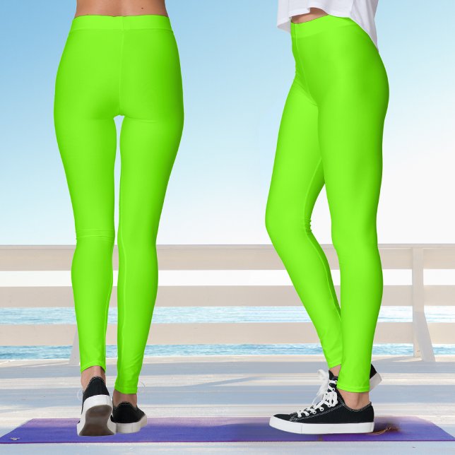 Leggings Yoga verde fluorescente Neon Lime (Back And Side)