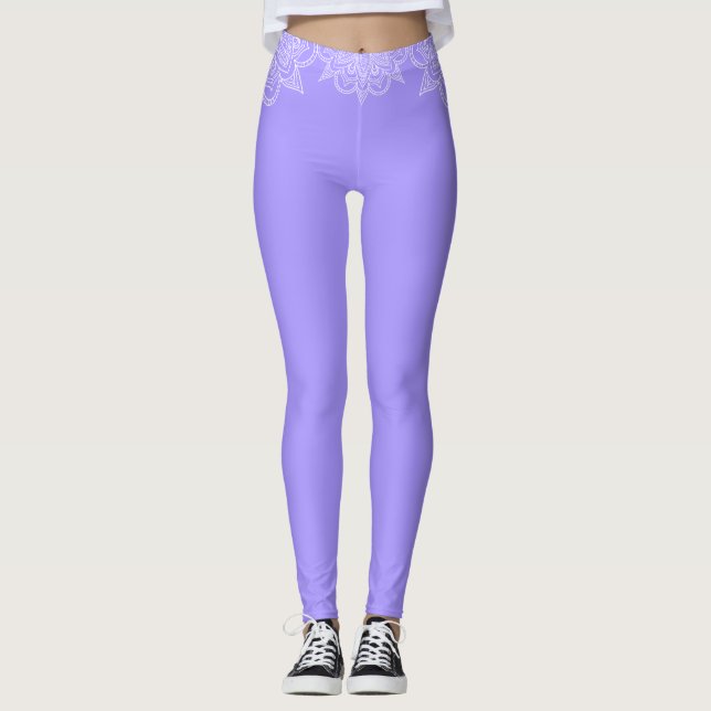 Leggings Yoga Violet and White Lace Mandala (Anverso)