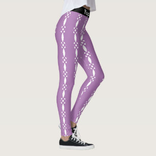 Leggings Yoga Violeta y Patrón Blanco
