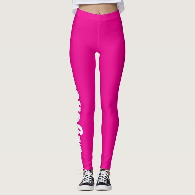 Leggings Yoga y pilates personalizados rosados y retro (Anverso)