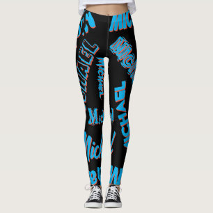 Leggings Your name pattern monogram blue red black colour