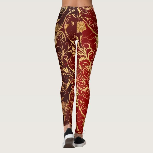 Leggings Yuletide Opulence: Hilos de oro de Navidades (Reverso)