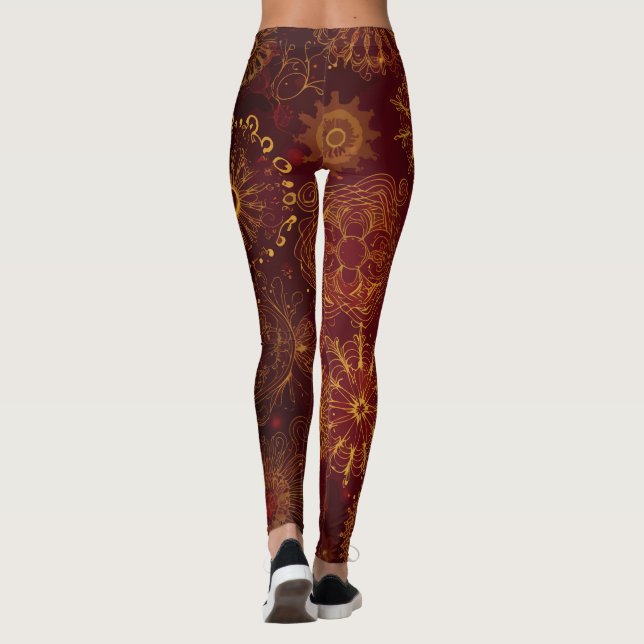 Leggings Yuletide Opulence: Hilos de oro de Navidades (Reverso)
