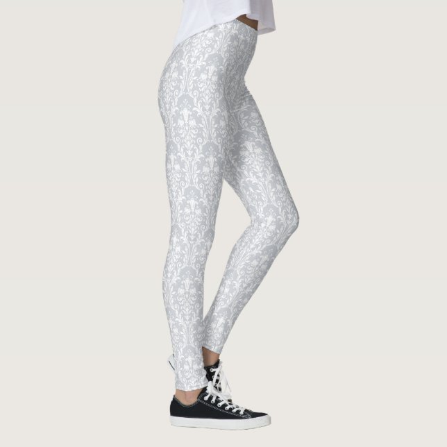 Leggings Zanahorias florales Dove Gray & White Damask (Derecha)