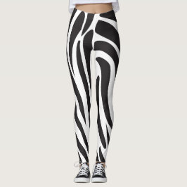Leggings Zebra blanco y negro Patrón de rayas de impresión 