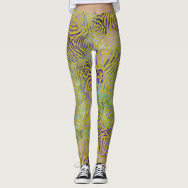 Leggings Zebra Design Strapes Gold Strapes and Seafoam Colo