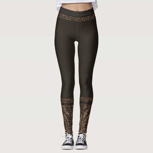 Leggings Zebra dorada marrón Animales salvajes Imprimir Gla (Anverso)