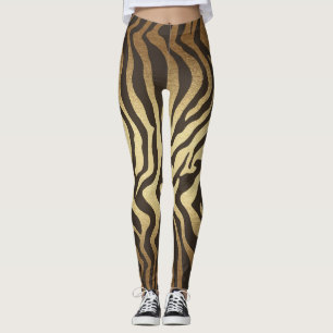 Leggings Zebra Imprimir piel animal Ombre de oro