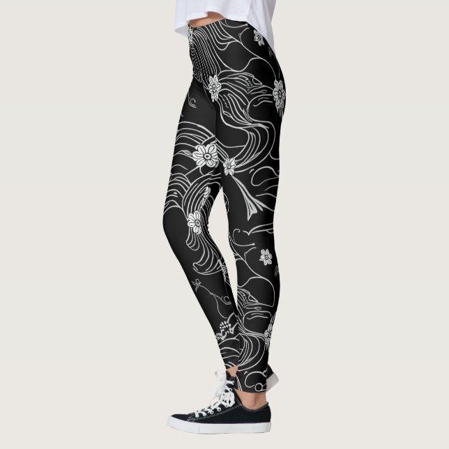 Leggings Zen Ink Flow Negro y Blanco  (Izquierda)