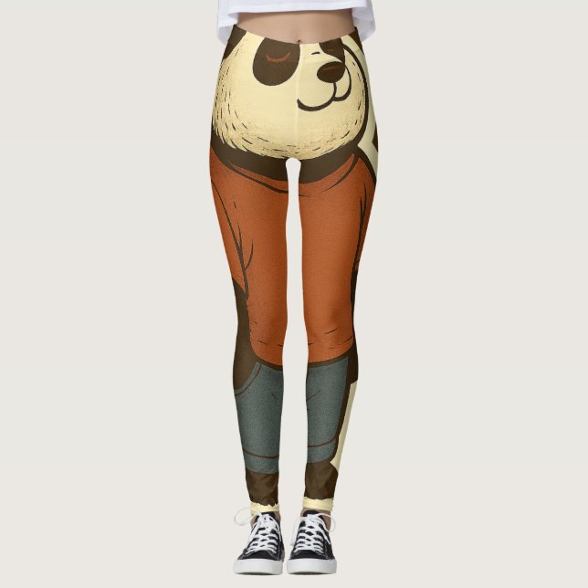 Leggings Zen Panda Sticker – Relaxed Cartoon Bear in Casual (Anverso)