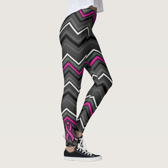Leggings Zig Zag rosa con cinta de opciones... Cáncer de ma (Derecha)
