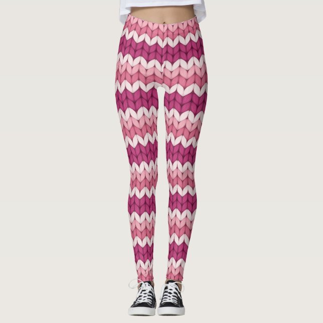 Leggings Zig Zag rosa de punto (Anverso)