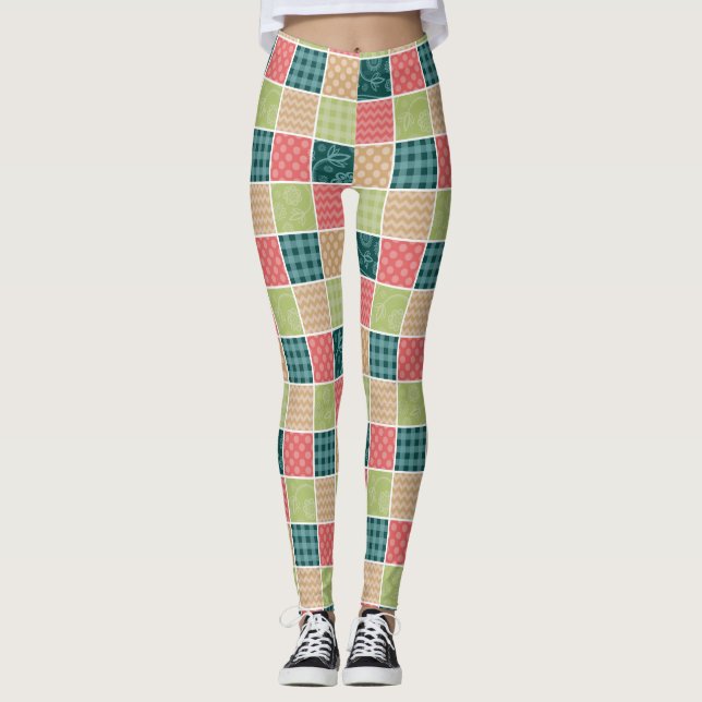 Leggings Zigzag, Chevron, Gingham, Puertos Polka, Patchwork (Anverso)