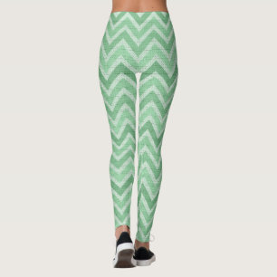 Leggings Zigzag Chevron Verde Y Blanco