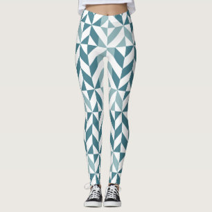 Leggings ZigZag geométrico de dos tonos verde verde azulado