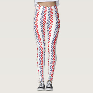 Leggings ZigZag geométrico rojo blanco y azul