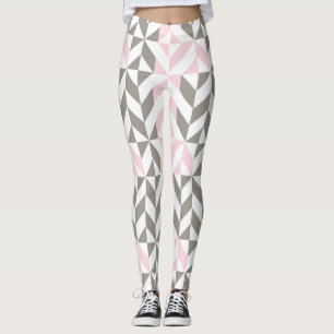 Leggings ZigZag geométrico rosa y plateado