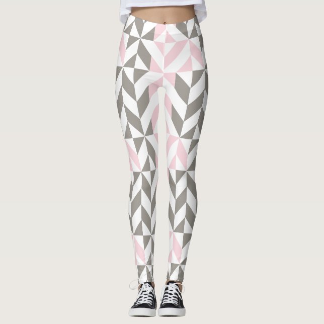 Leggings ZigZag geométrico rosa y plateado (Anverso)