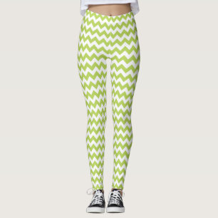 Leggings Zigzag verde, Chevron verde, patrón geométrico